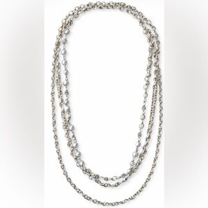 Multi-Strand Silver Chain Necklace - Women Jewelry